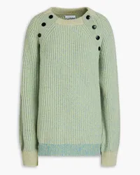 Ganni Mélange ribbed wool-blend sweater - Green Green