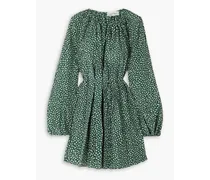 Floral-print cotton and silk-blend mini dress - Green