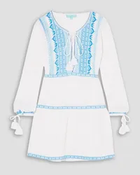 Melissa Odabash Millie lace-up embroidered cotton-gauze mini dress - White White