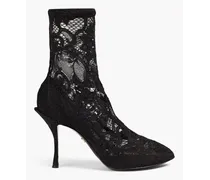 Stretch-lace ankle boots - Black