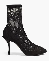 Dolce & Gabbana Stretch-lace ankle boots - Black Black