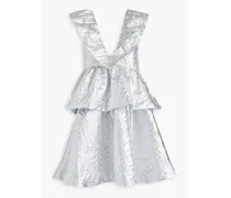 Ruffled metallic cloqué mini dress - Metallic