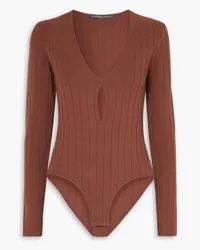 Zeynep Arcay Cutout ribbed-knit bodysuit - Brown Brown