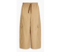 Cropped cotton-blend drawstring cargo pants - Green