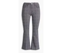 Cropped checked cotton-blend twill bootcut pants - Gray