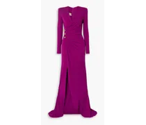 Embellished gathered jersey gown - Purple