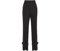 Embellished crepe straight-leg pants - Black