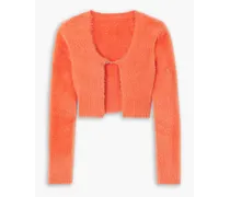 Neve cropped brushed stretch-knit cardigan - Orange