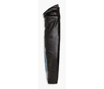 One-shoulder coated denim maxi dress - Black