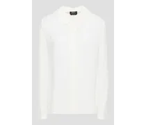 Gathered silk-seersucker blouse - White