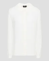 A.P.C. Gathered silk-seersucker blouse - White White