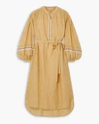 Ulla Johnson Rabea belted striped cotton midi dress - Yellow Yellow