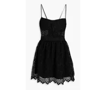 Crocheted lace mini dress - Black