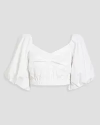 Jason Wu Cropped gathered cotton-blend poplin blouse - White White