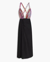 Mara Hoffman Wrap-effect braided cotton-poplin twill midi dress - Black Black