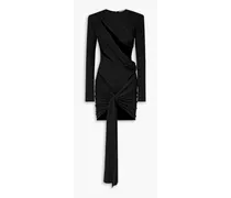 Cutout draped stretch-satin jersey mini dress - Black