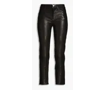 Le High Straight crinkled leather straight-leg pants - Black