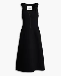 Jil Sander Bow-embellished wool-blend crepe midi dress - Black Black