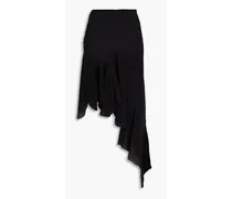 Asymmetric silk crepe de chine maxi skirt - Black