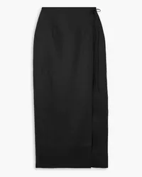 Joslin Camilla linen midi wrap skirt - Black Black