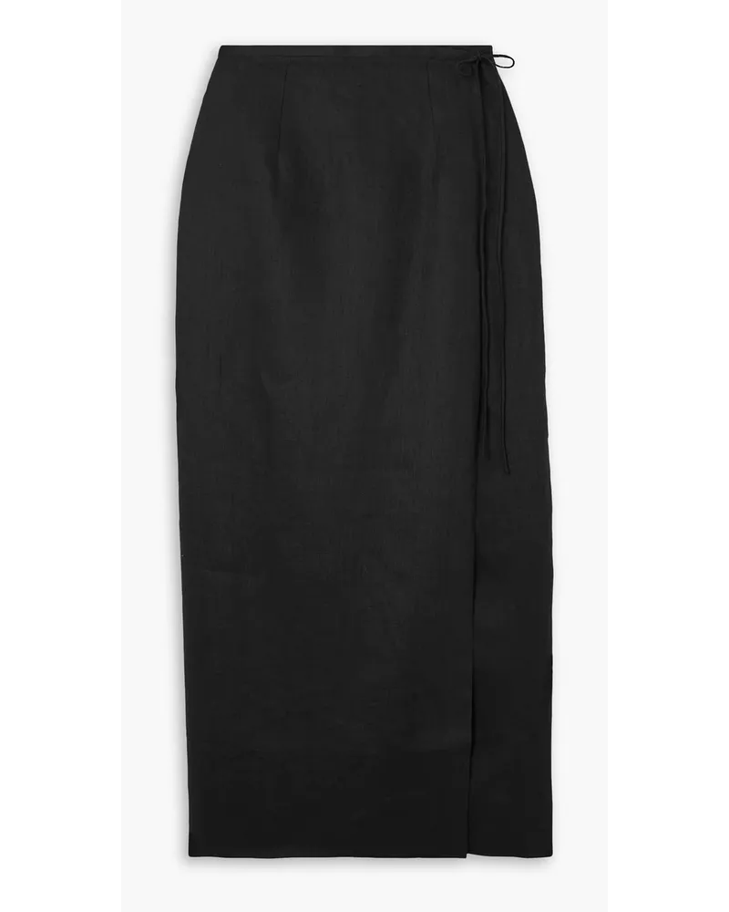 Joslin Camilla linen midi wrap skirt - Black Black