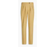 Husband pleated wool tapered pants - Yellow