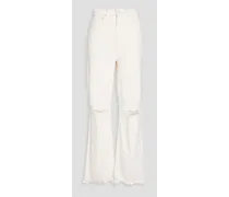 Tunnel Vision Sneak distressed high-rise straight-leg jeans - White