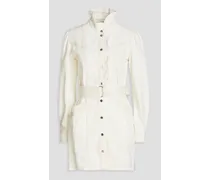 Ramia ruffled denim mini shirt dress - White