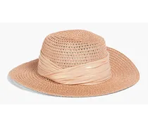 Courtney lamé-trimmed hemp-blend Panama hat - Neutral