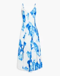 NICHOLAS Michah floral-print linen-blend midi dress - Blue Blue