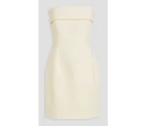 Strapless cotton-blend bouclé mini dress - White
