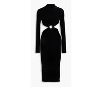 Chryssa cutout ruched terry midi dress - Black