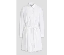 Pleated cotton-blend poplin shirt dress - White
