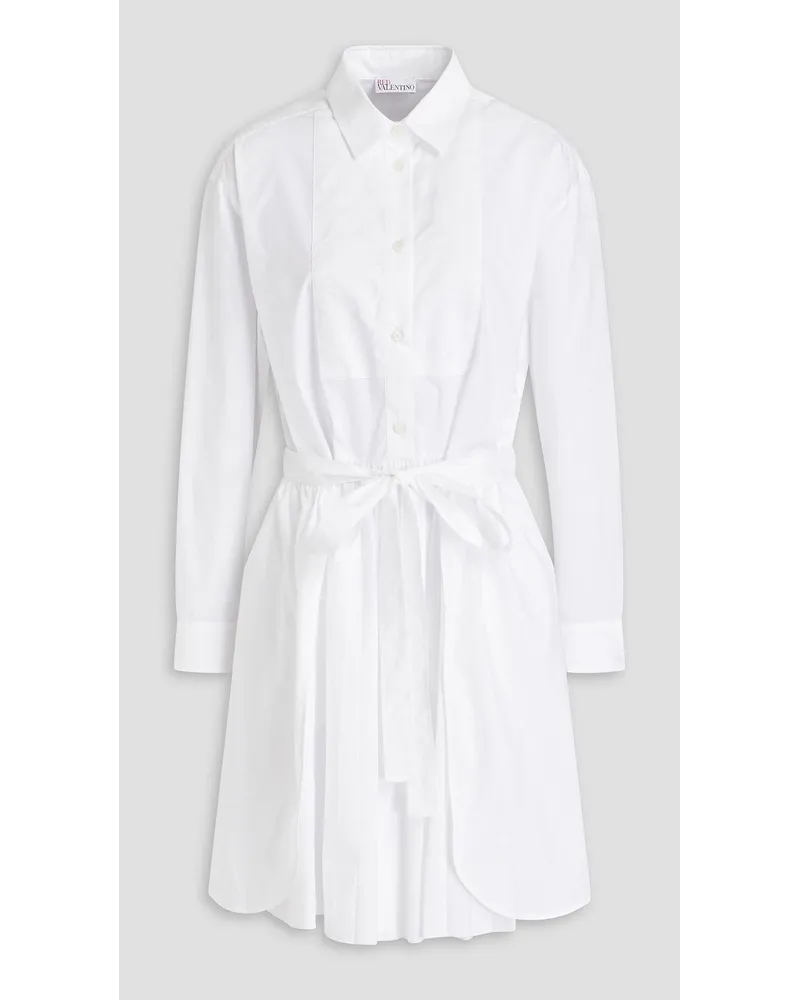 RED Valentino Pleated cotton-blend poplin shirt dress - White White