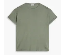 Metallic cashmere-blend jersey T-shirt - Green