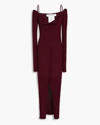 Philosophy Di Lorenzo Serafini Ribbed Lyocell and wool-blend midi dress - Burgundy Burgundy