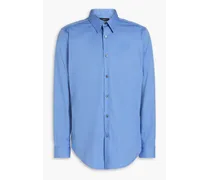 Sylvain slub cotton-blend poplin shirt - Blue