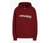 Spirale embroidered French cotton-terry hoodie - Burgundy