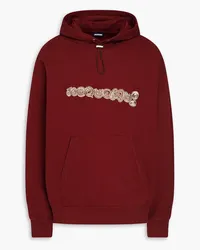 Jacquemus Spirale embroidered French cotton-terry hoodie - Burgundy Burgundy