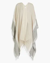 Brunello Cucinelli Fringed color-block linen-blend gauze wrap - Green - OneSize Green