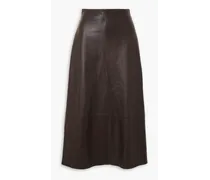 Leather midi skirt - Brown