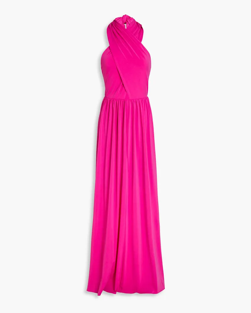 Halston Jennifer cutout jersey halterneck gown - Purple Purple