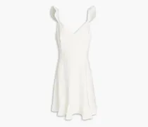 Ruffle-trimmed stretch-crepe mini dress - White