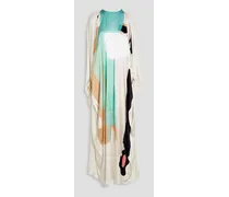Lilee draped printed silk-satin maxi dress - Multicolor