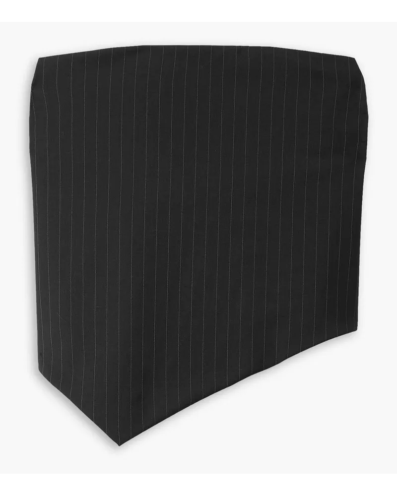 tibi Strapless tie-back pinstriped stretch wool-blend top - Black Black
