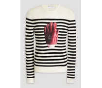 Printed ribbed wool sweater - White