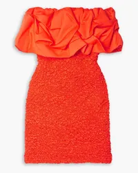 Mara Hoffman Kenza strapless ruffled cotton-poplin and popcorn jersey mini dress - Orange Orange