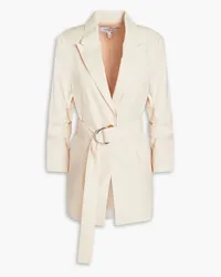 Derek Lam Harrison belted ruched linen-blend blazer - Neutral Neutral