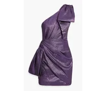 Brit one-shoulder bow-embellished lamé mini dress - Purple