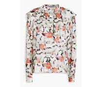 Carus ruffled printed fil coupé silk and cotton-blend blouse - Orange